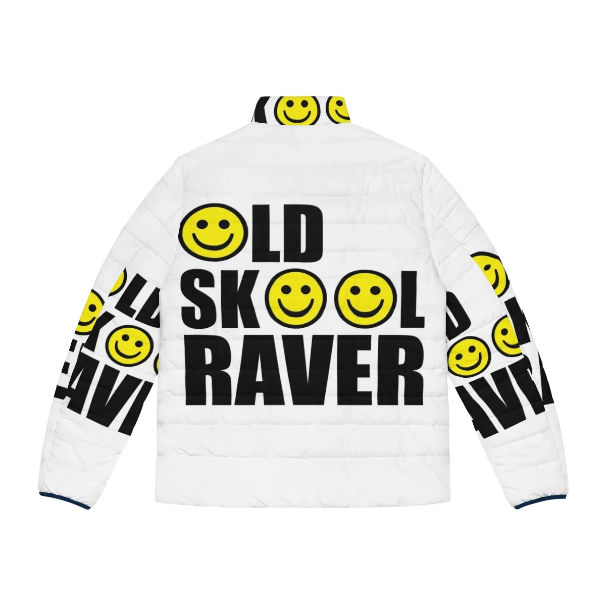 90s Oldskool Raver Smiley Puffer Jacket | Neon Rave Fashion