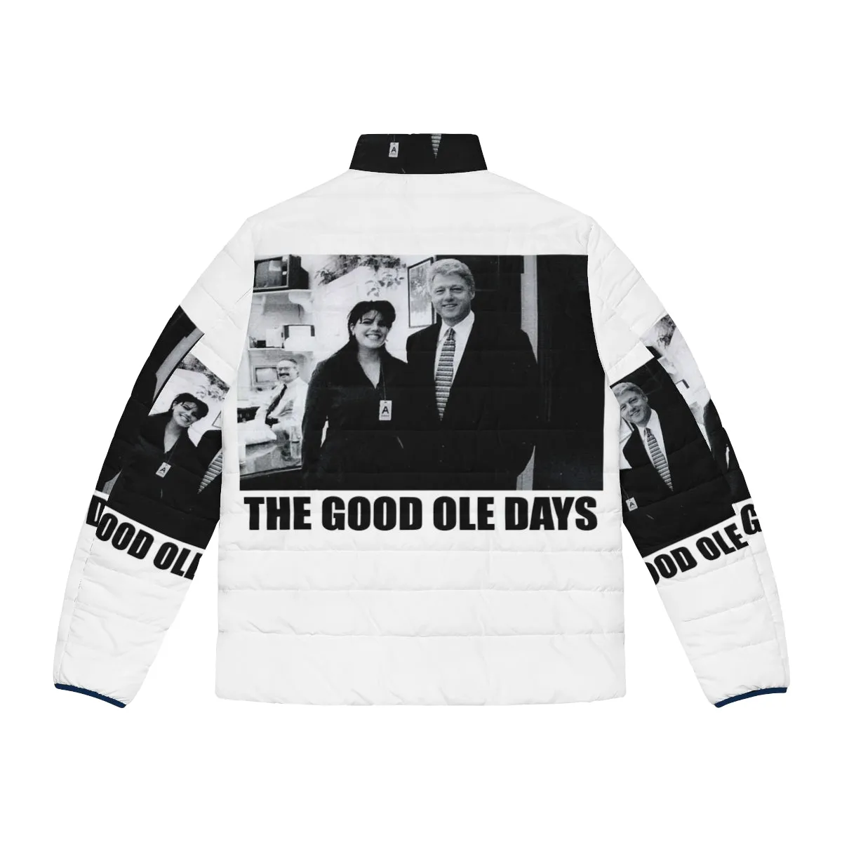 90s Political Scandal Puffer Jacket - "The Good Ole Days Clinton Lewinsky"