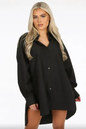 Amellina - Black Oversized Dip Hem Shirt