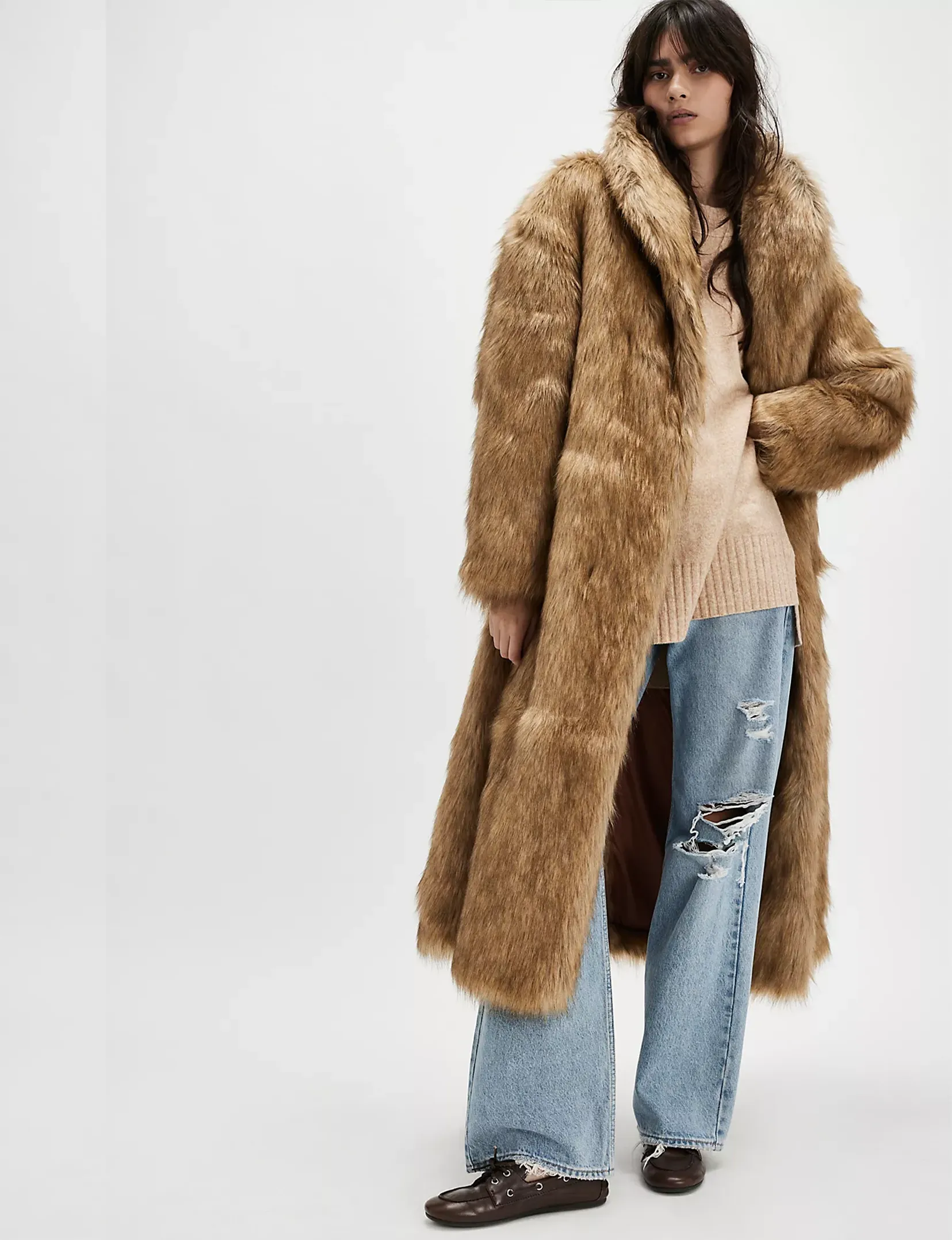 Annice Fur Coat, Sandy Fox/Combo