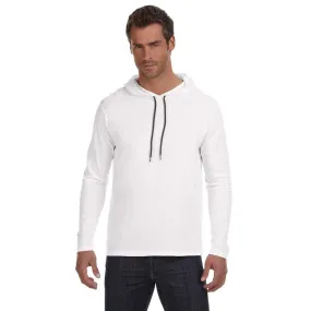 Anvil Men's White Lightweight Long-Sleeve Hooded T-Shirt