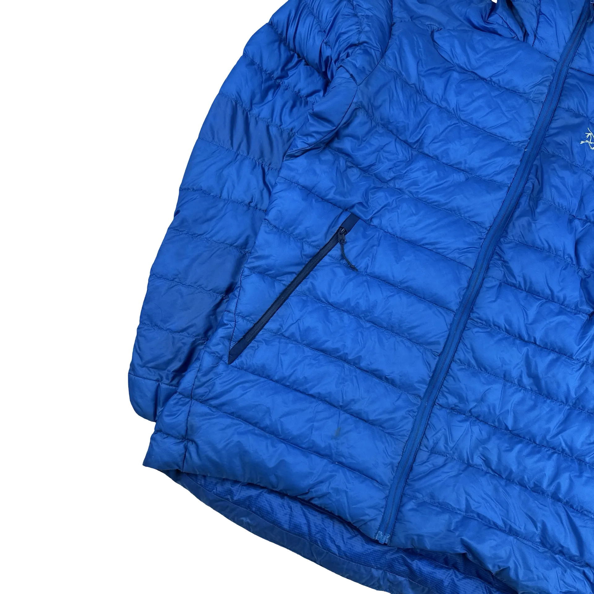 Arcteryx Blue Down Filled Zipped Hooded Jacket- Medium