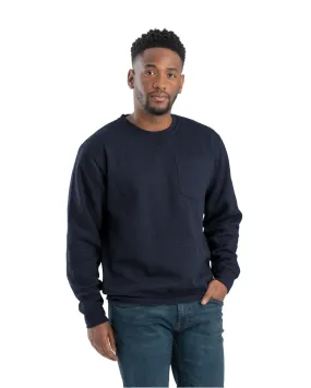 Berne Mens Heritage Crewneck Navy Cotton Blend Sweatshirt