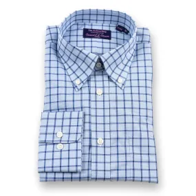 Blue Graph Check Button Down Dress Shirt