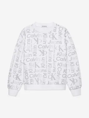 Calvin Klein Boys Institutional CK Logo Sweatshirt in White