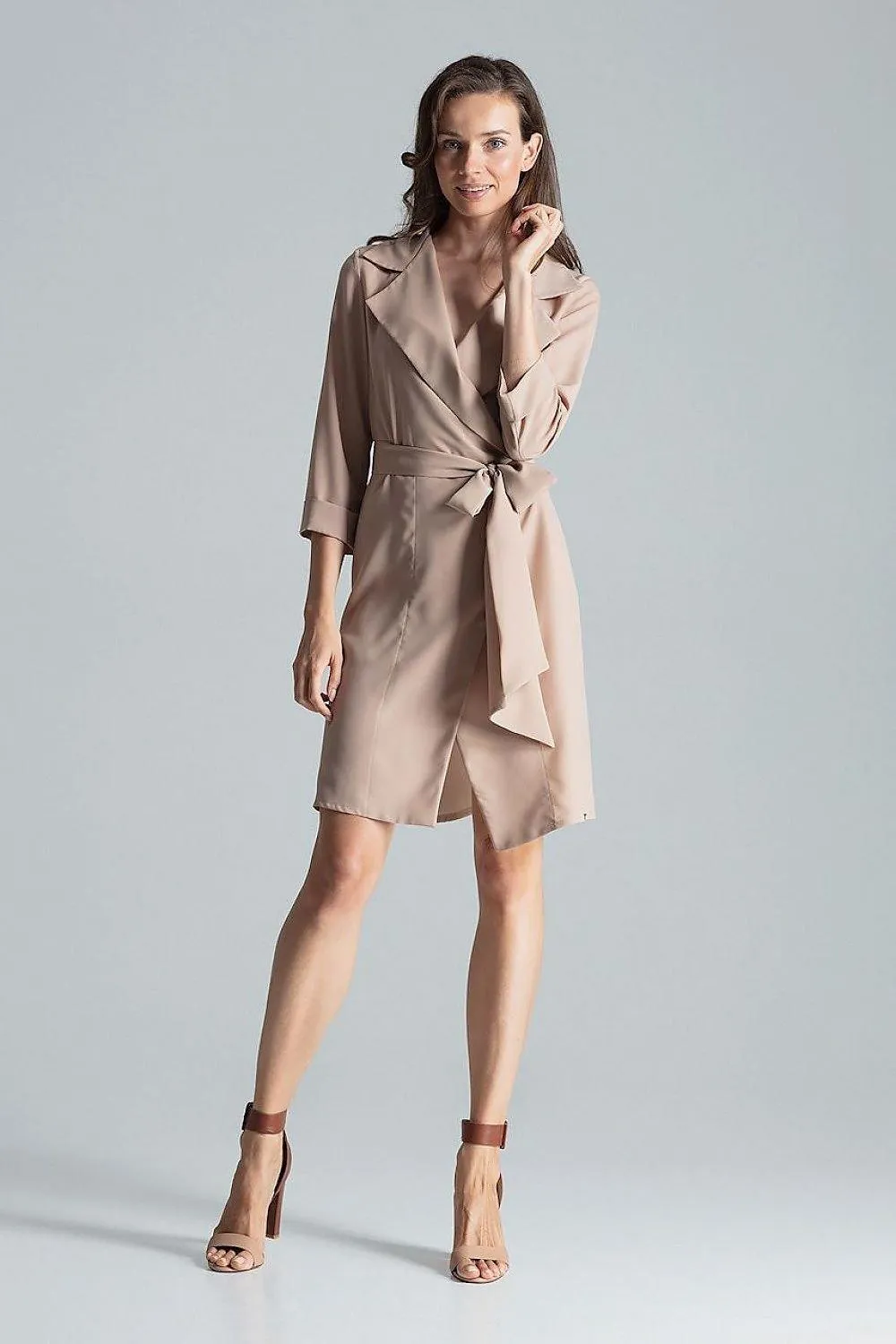 Chic Adjustable Waist-Tie Shirt Dress with Trendy Patterns