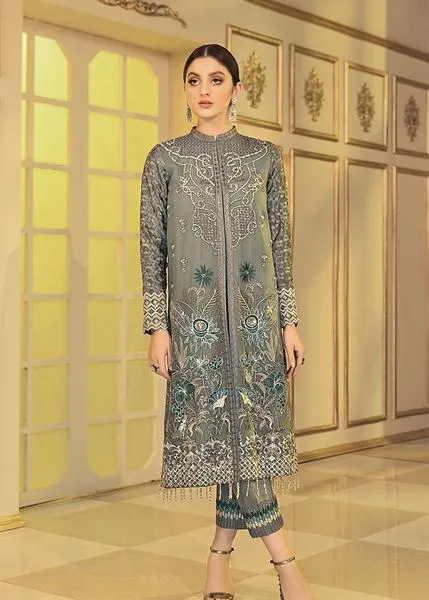 Chiffon embroidered designer eid dress on sale in carribean coast color # P2487