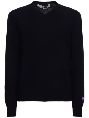 Comme des Garçons Play   Sleeve logo wool v-neck sweater 