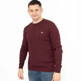 Crew Clothing Mens Oarsmen Cable Knit Jumper Burgundy