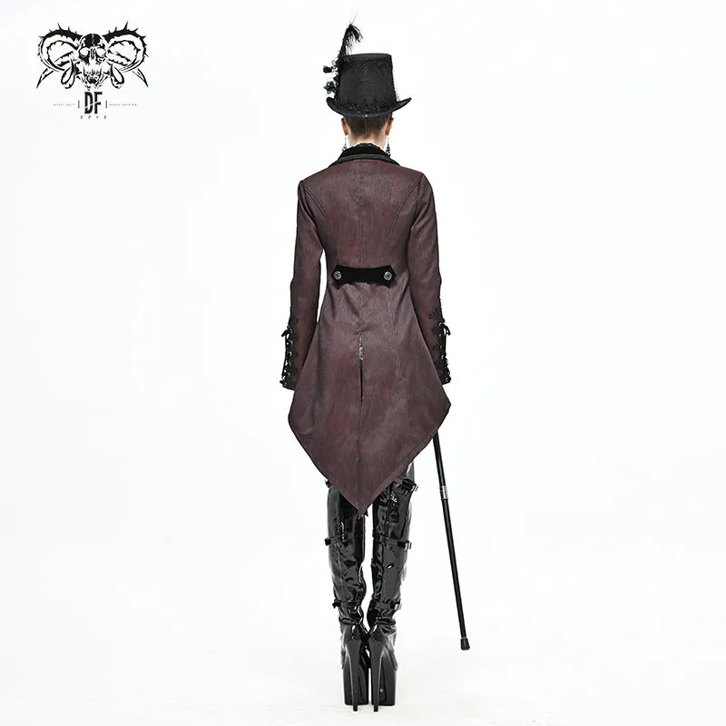 CT17102 Wave pattern wine Gothic fake two-piece jacquard coat