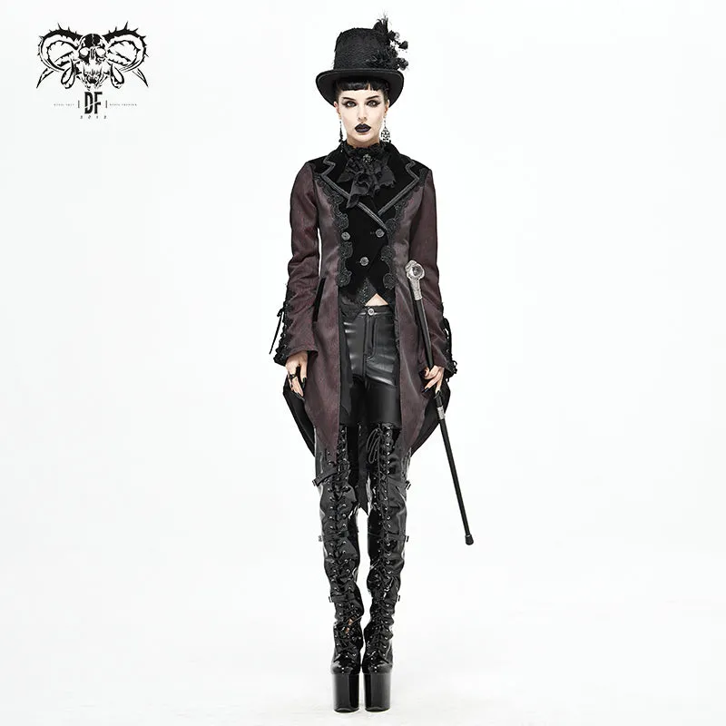 CT17102 Wave pattern wine Gothic fake two-piece jacquard coat