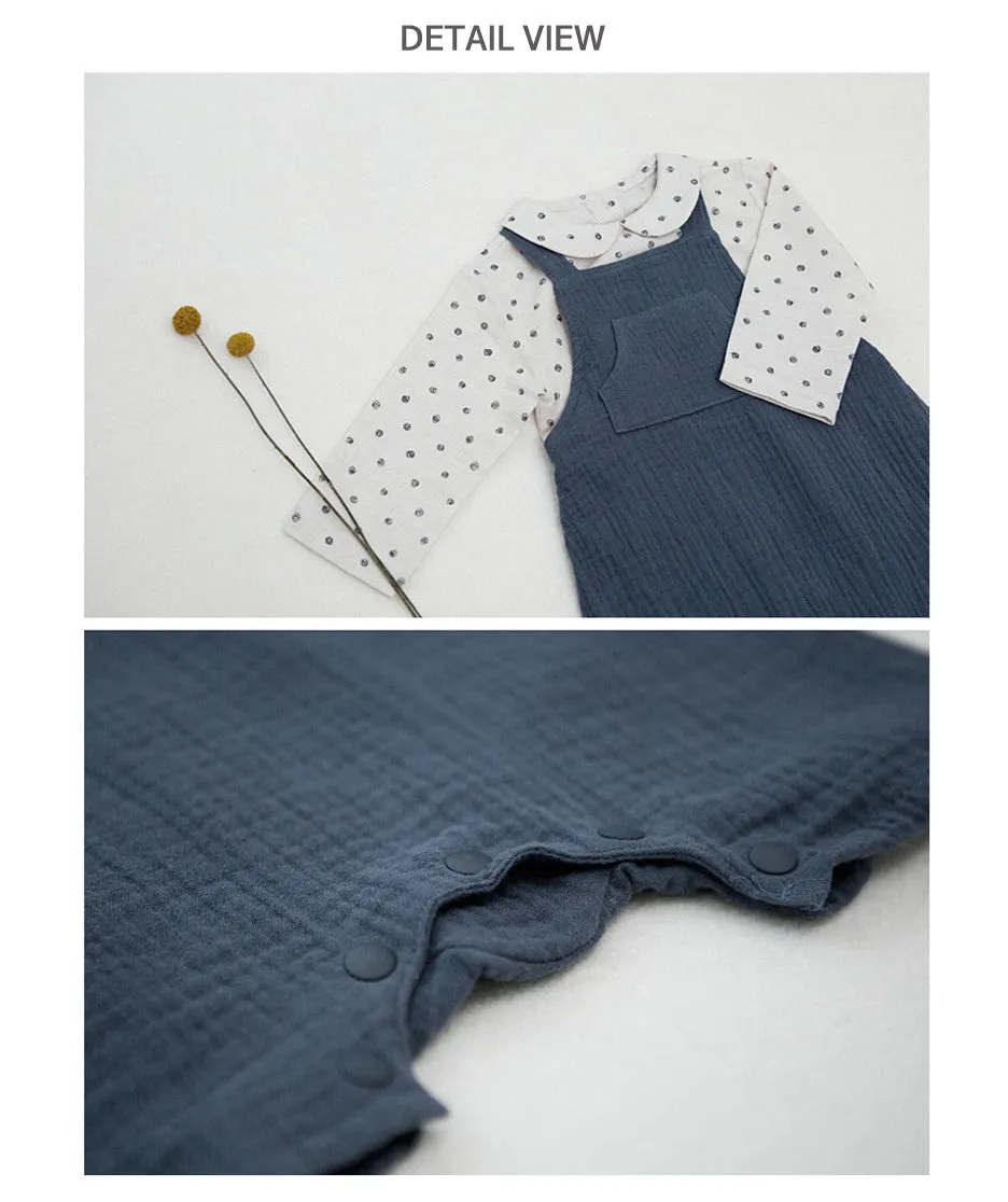 Dotty Navy Gauze Overall