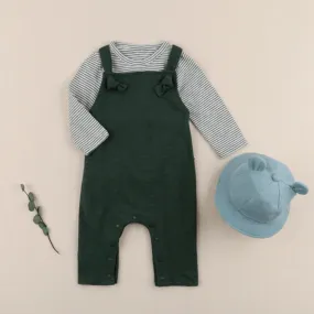 Evergreen Stripe Tee & Overall Set