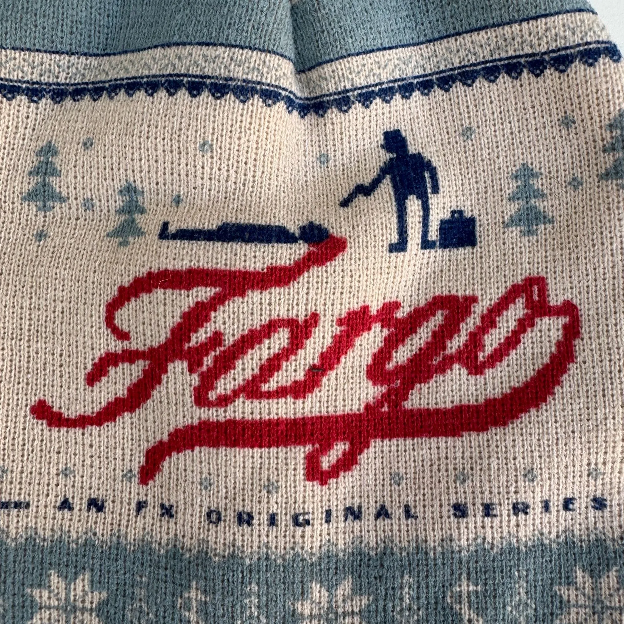 Fargo FX Original Series 2014 Knit Fair Isle Beanie Winter Beige Blue Unisex Hat