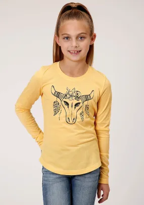 GIRLS LONG SLEEVE KNIT POLY RAYON LONG SLEEVE  SCOOP NECK T T-SHIRT