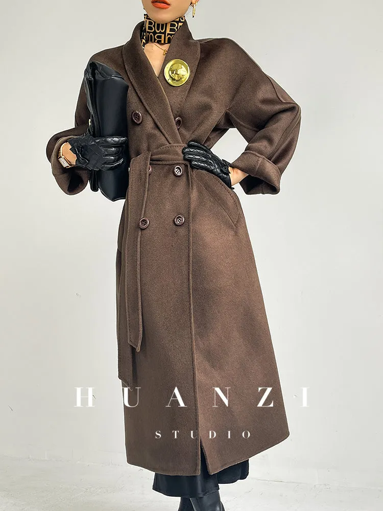 Huanzi high-end double-sided cashmere wool tweed blazer  coat - Vellor