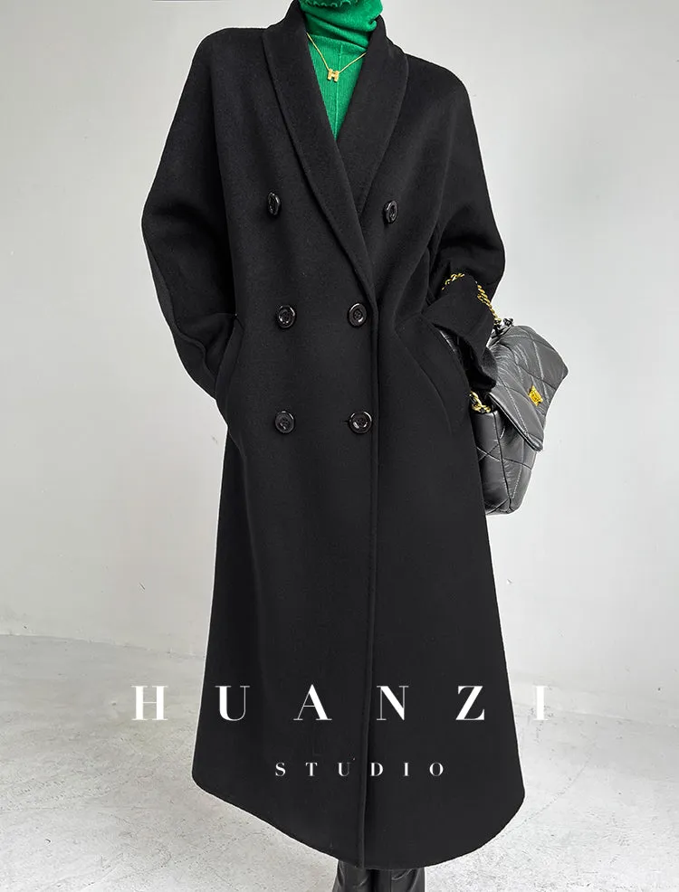 Huanzi high-end double-sided cashmere wool tweed blazer  coat - Vellor