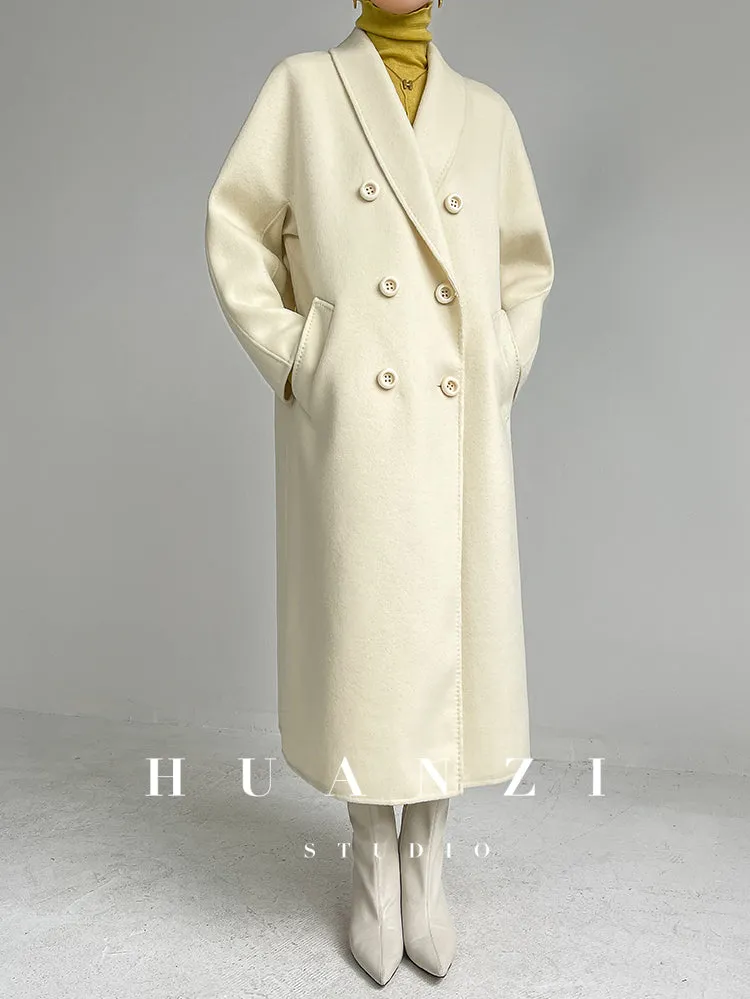 Huanzi high-end double-sided cashmere wool tweed blazer  coat - Vellor