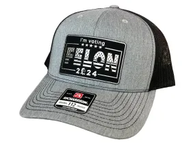 I’m Voting For Felon 2024 Trucker Hat Premium Leatherette Patch on Richardson 112 Trucker Ha Funny Hat GenX Hat Adult Hat Best Selling Hat