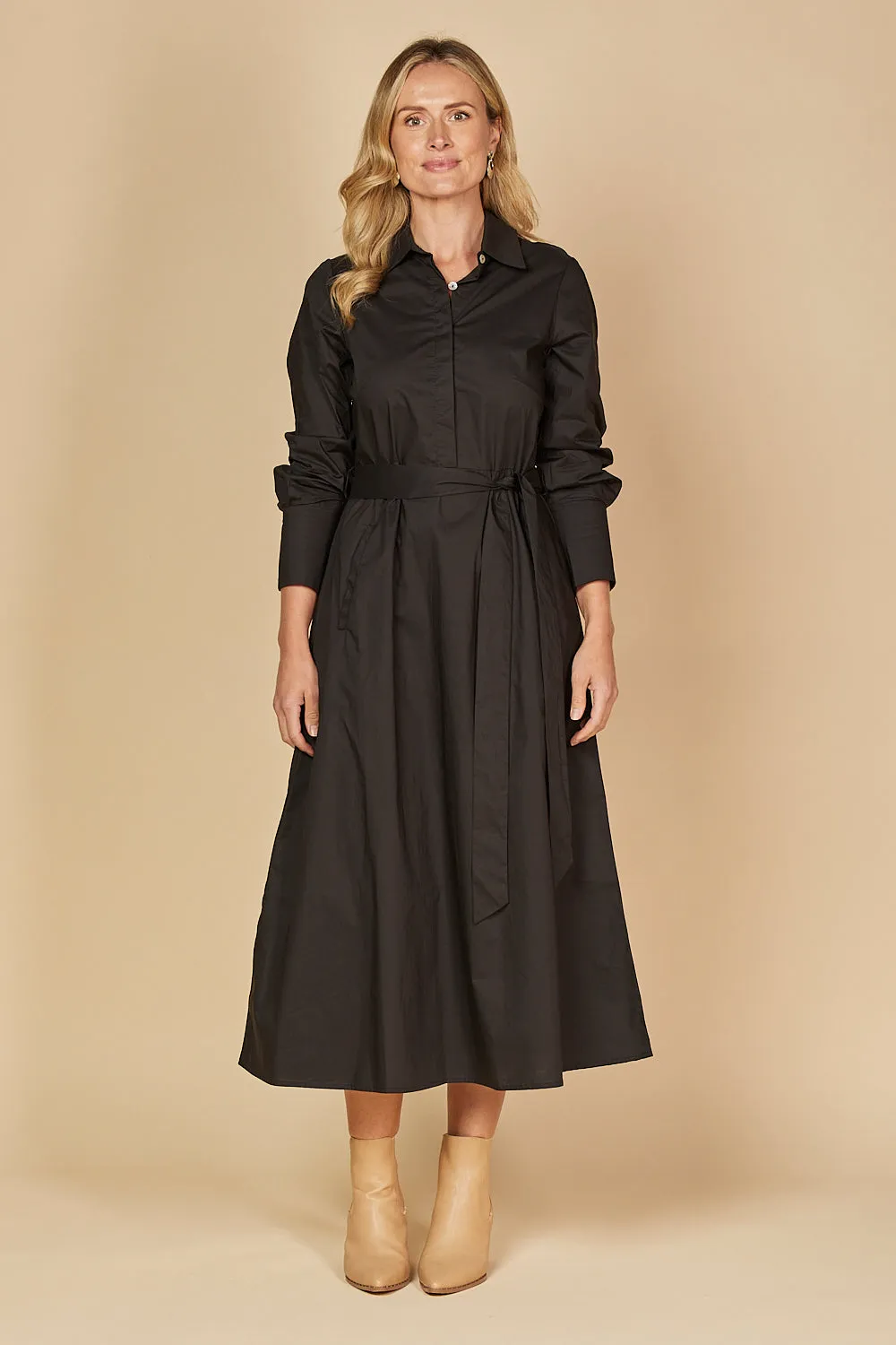 Kelly Poplin Dress in Black