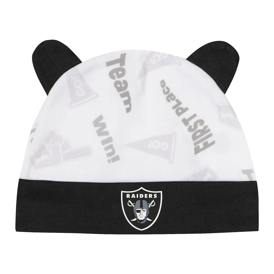 LAS VEGAS RAIDERS NEWBORN BABY BEAR CUFFED KNIT HAT SET