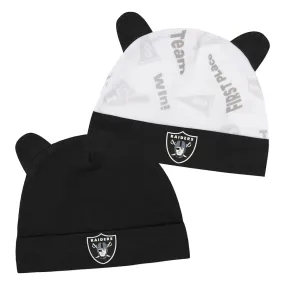 LAS VEGAS RAIDERS NEWBORN BABY BEAR CUFFED KNIT HAT SET