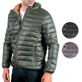 Mens Puffer Hooded Jacket Lightweight Insulated Slim Fit Fall Winter