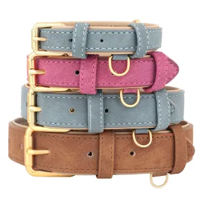 Neutral Earth Soft Suede Leather Dog Collar