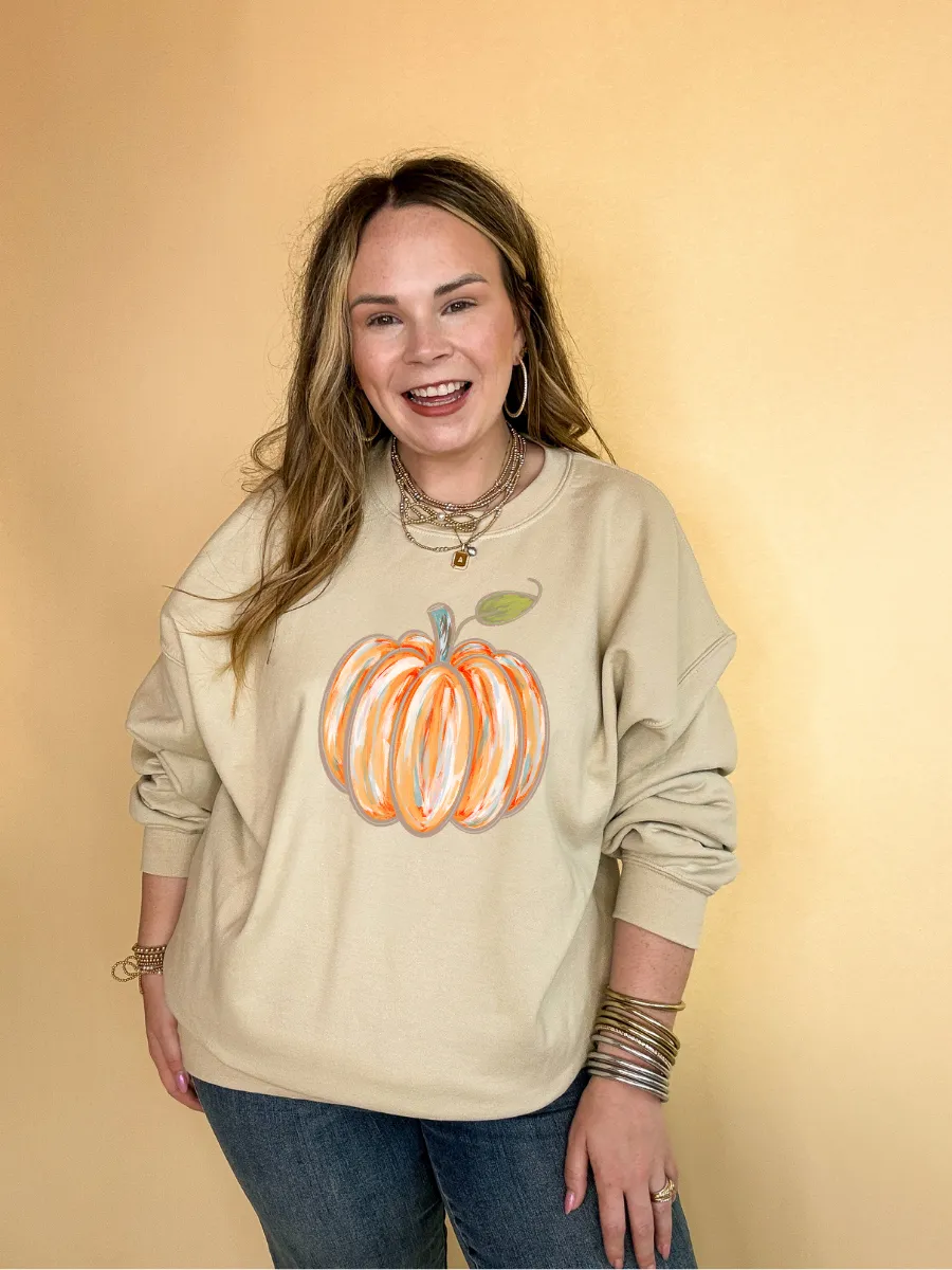 Online Exclusive |  Watercolor Pumpkin Graphic Sweatshirt in Multiple Color Options