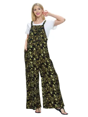 Overall Boho Jumpsuit Mushroom Floral Print