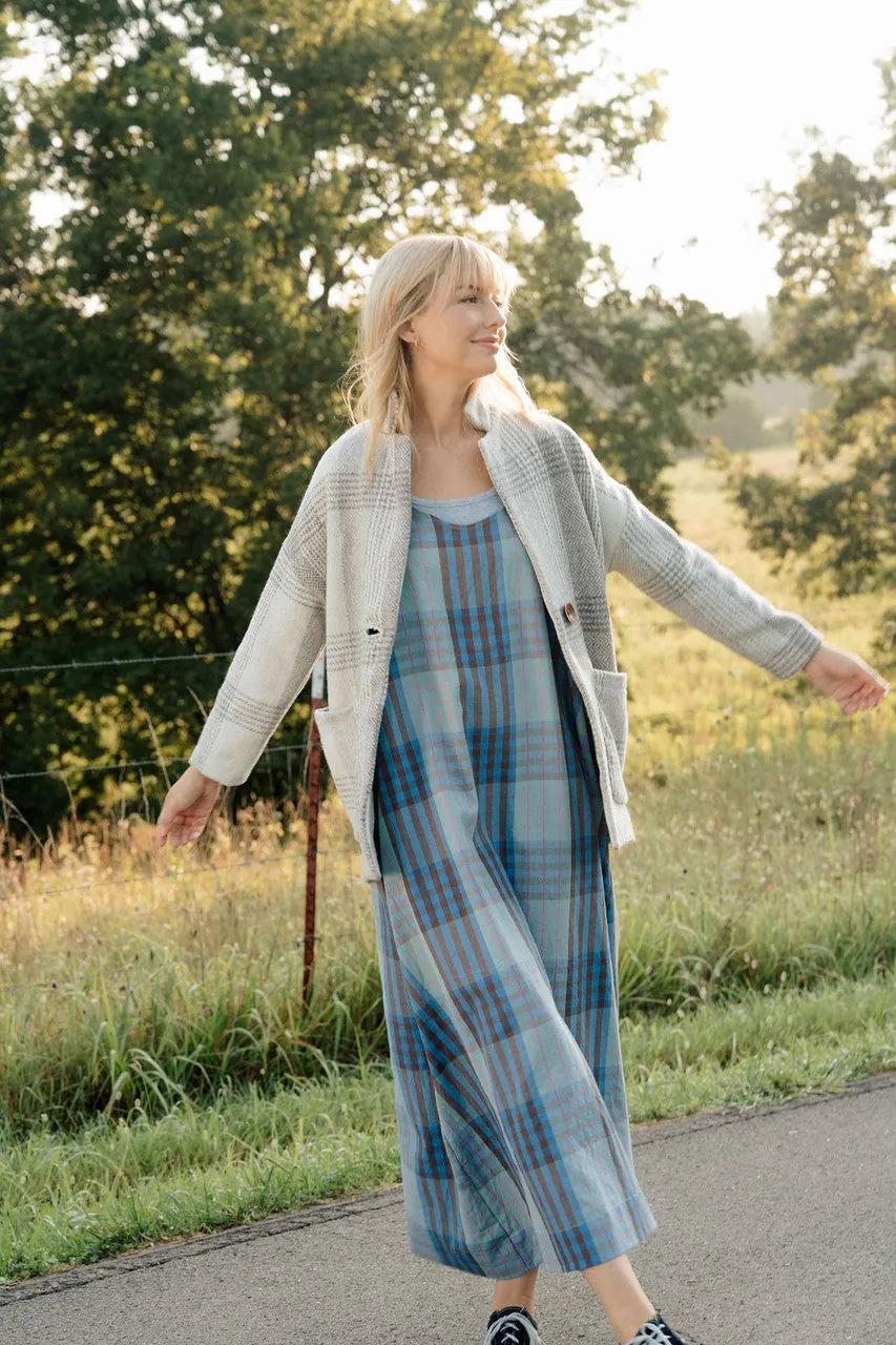 Portuguese Wool Pieper Coat in Cream and Brown Plaid - XL Left