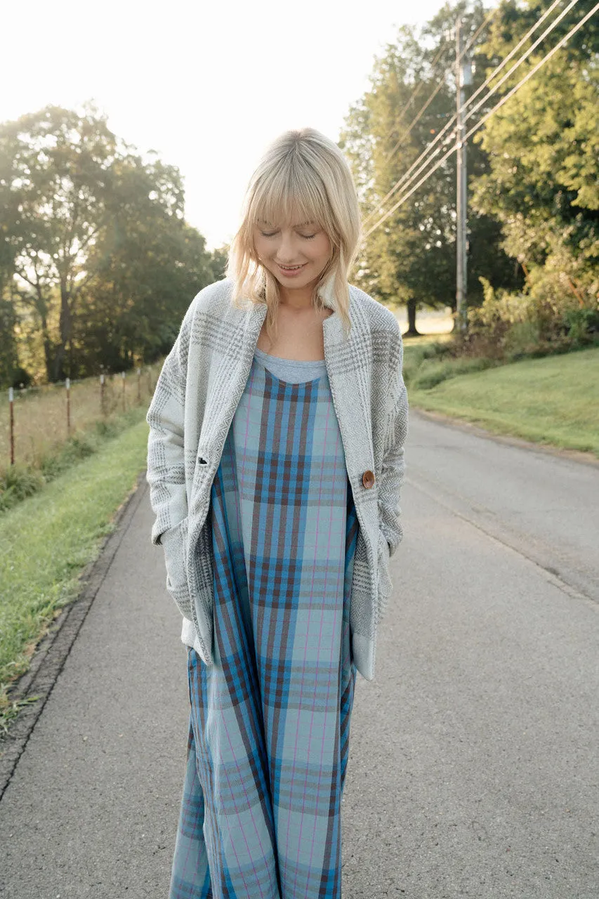 Portuguese Wool Pieper Coat in Cream and Brown Plaid - XL Left