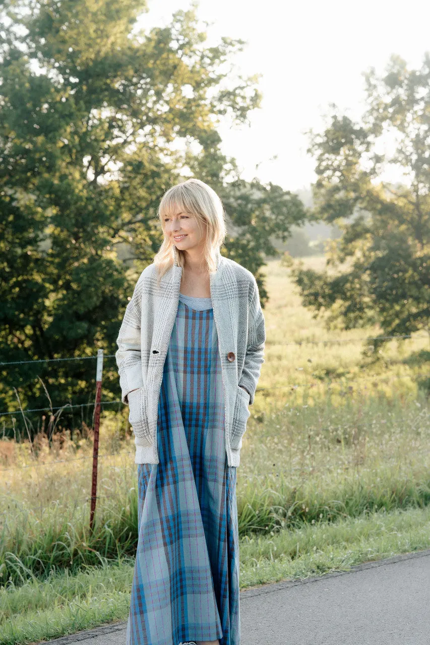 Portuguese Wool Pieper Coat in Cream and Brown Plaid - XL Left