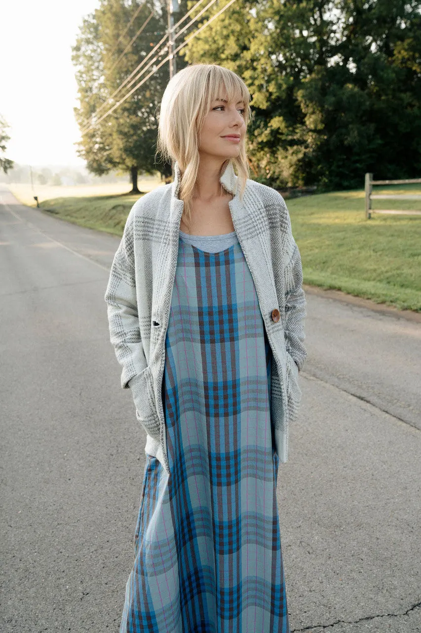 Portuguese Wool Pieper Coat in Cream and Brown Plaid - XL Left