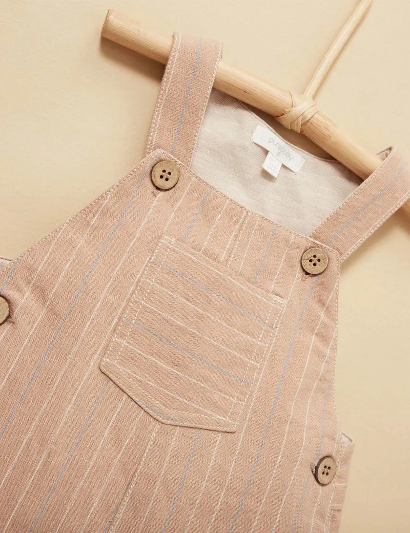 Purebaby Linen Blend Overall - Taupe Stripe