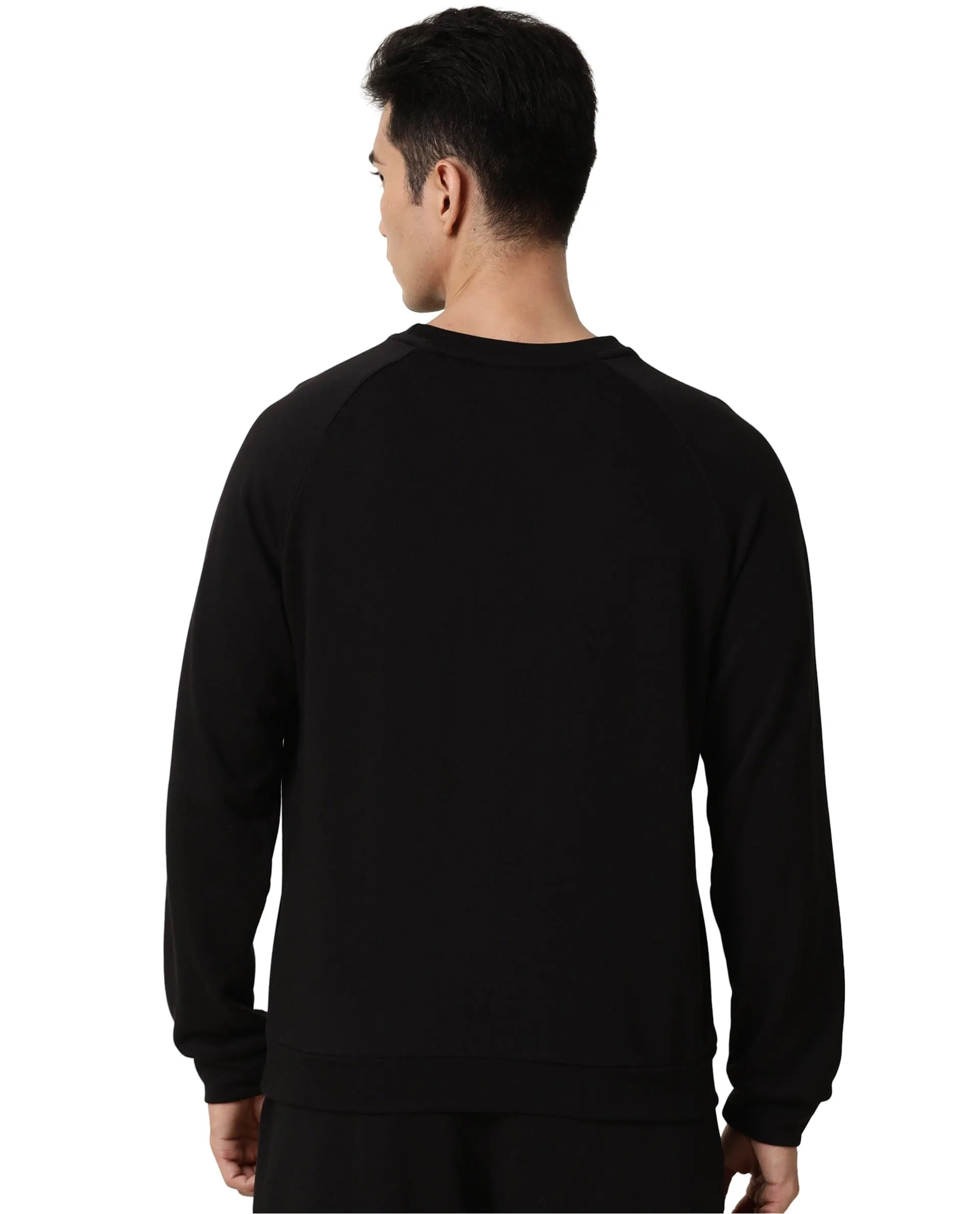 Rare Rabbit Articale Men's Arum Double Black Cotton Fabric Full Sleeves Solid Sweatshirt