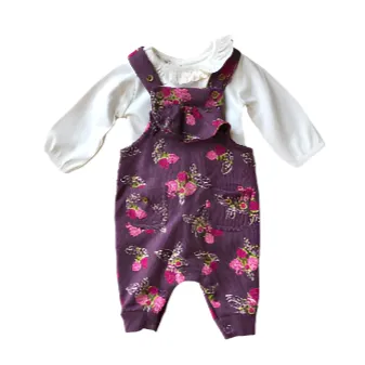 Raspberry 2pc Baby Overall Set: Plum