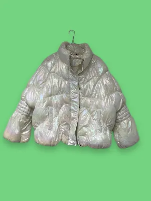 Rubynee Vintage y2k Reflective white puffer jacket