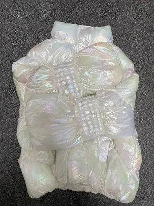 Rubynee Vintage y2k Reflective white puffer jacket