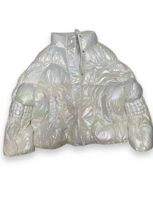 Rubynee Vintage y2k Reflective white puffer jacket