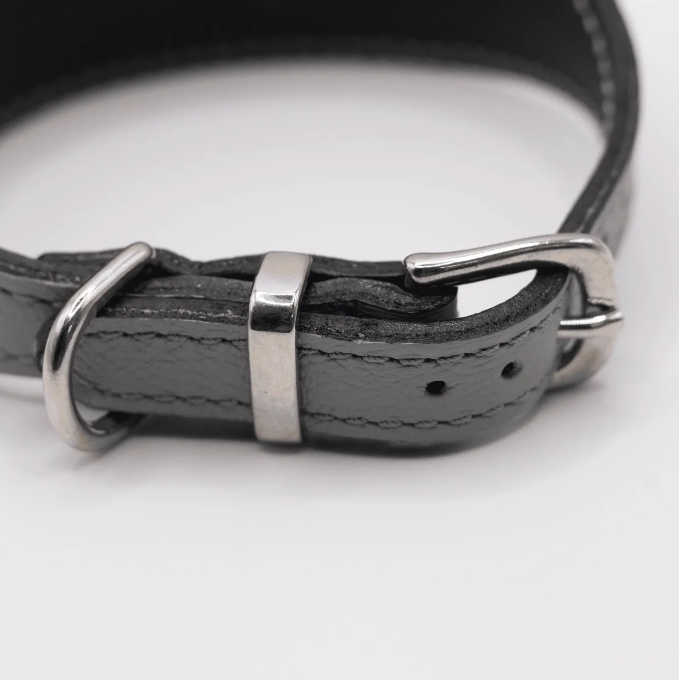 Soft Leather Hound Collar Grey