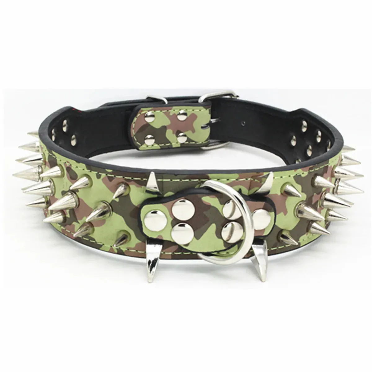 Spiked Dog Collar & Leash Set – Rivet Leather Adjustable for Outdoor Walking