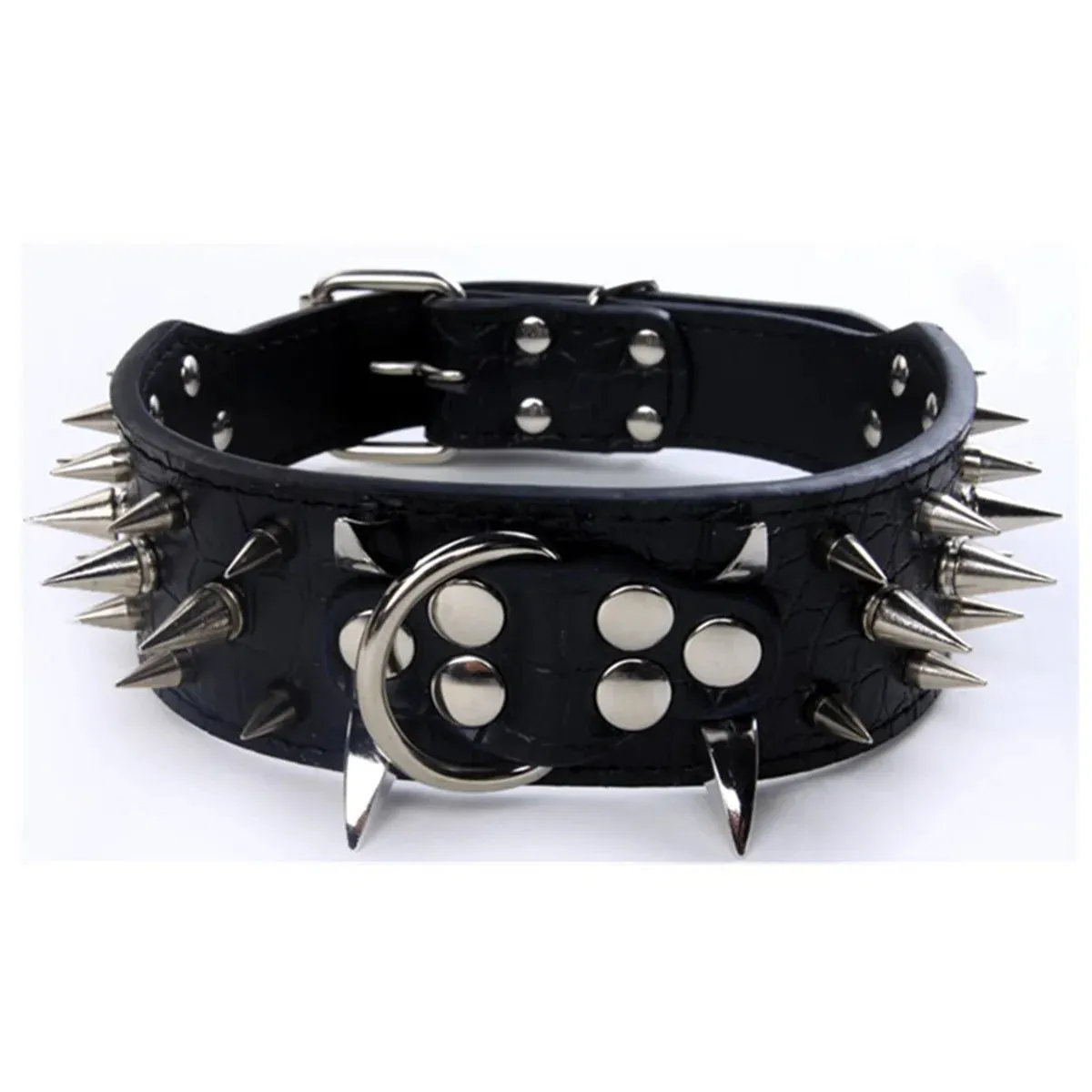 Spiked Dog Collar & Leash Set – Rivet Leather Adjustable for Outdoor Walking