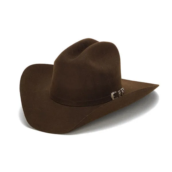 Stampede Hats - 100X Wool Felt Brown Cowboy Hat with Silver Tone Buckle