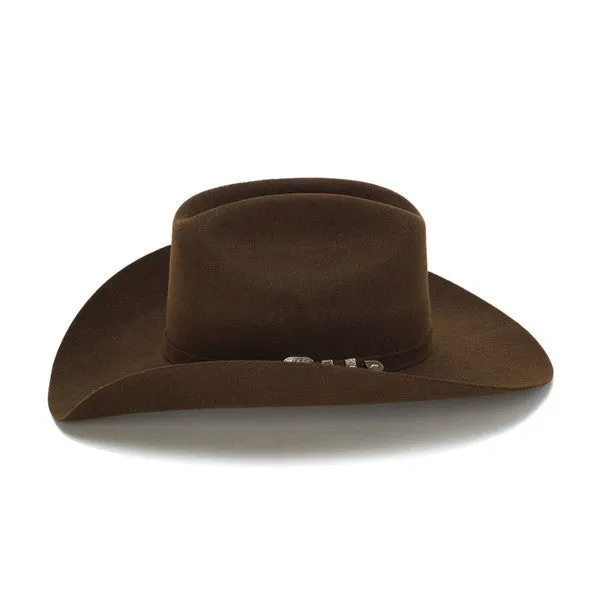 Stampede Hats - 100X Wool Felt Brown Cowboy Hat with Silver Tone Buckle