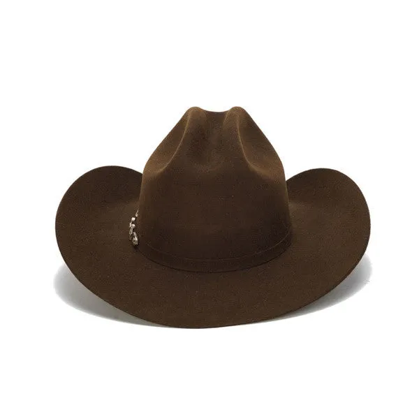 Stampede Hats - 100X Wool Felt Brown Cowboy Hat with Silver Tone Buckle