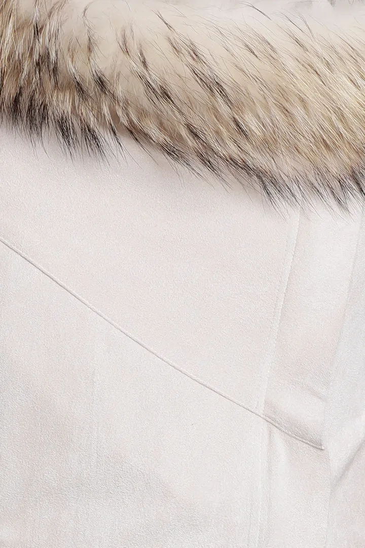 Suede Jacket with Fur Collar