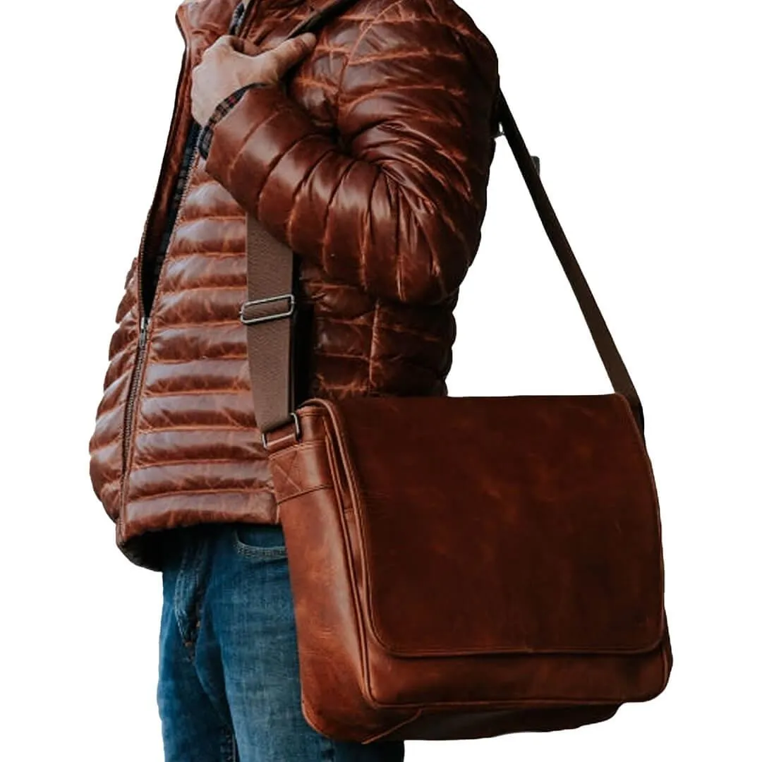 Tan Leather Puffer Jacket Brown