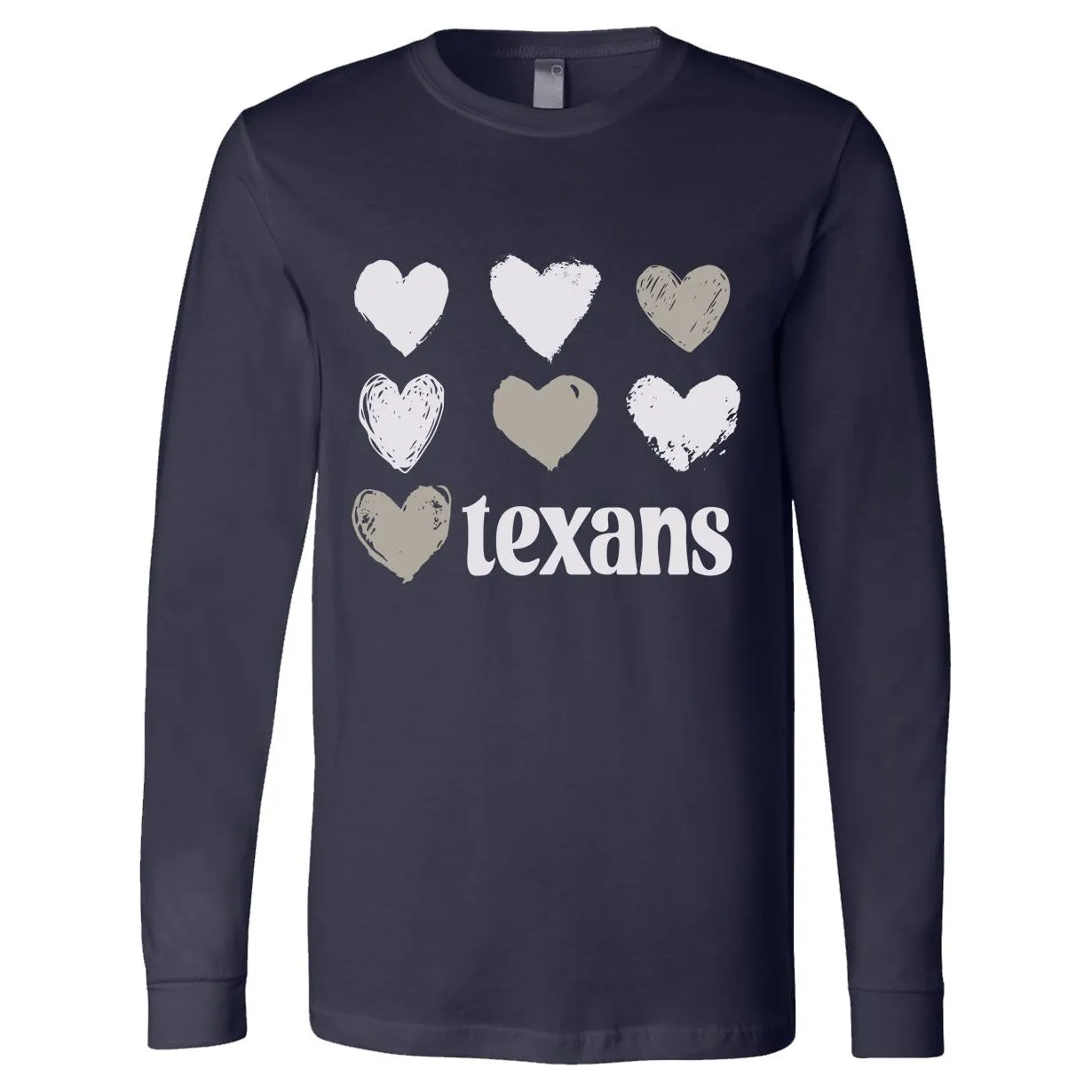 Thomas Texans - Foil Hearts Long-Sleeve T-Shirt