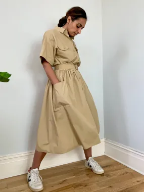 Vintage 1980's Utility cotton mix shirt dress